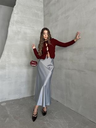 Maxi Boy Saten Etek Gri