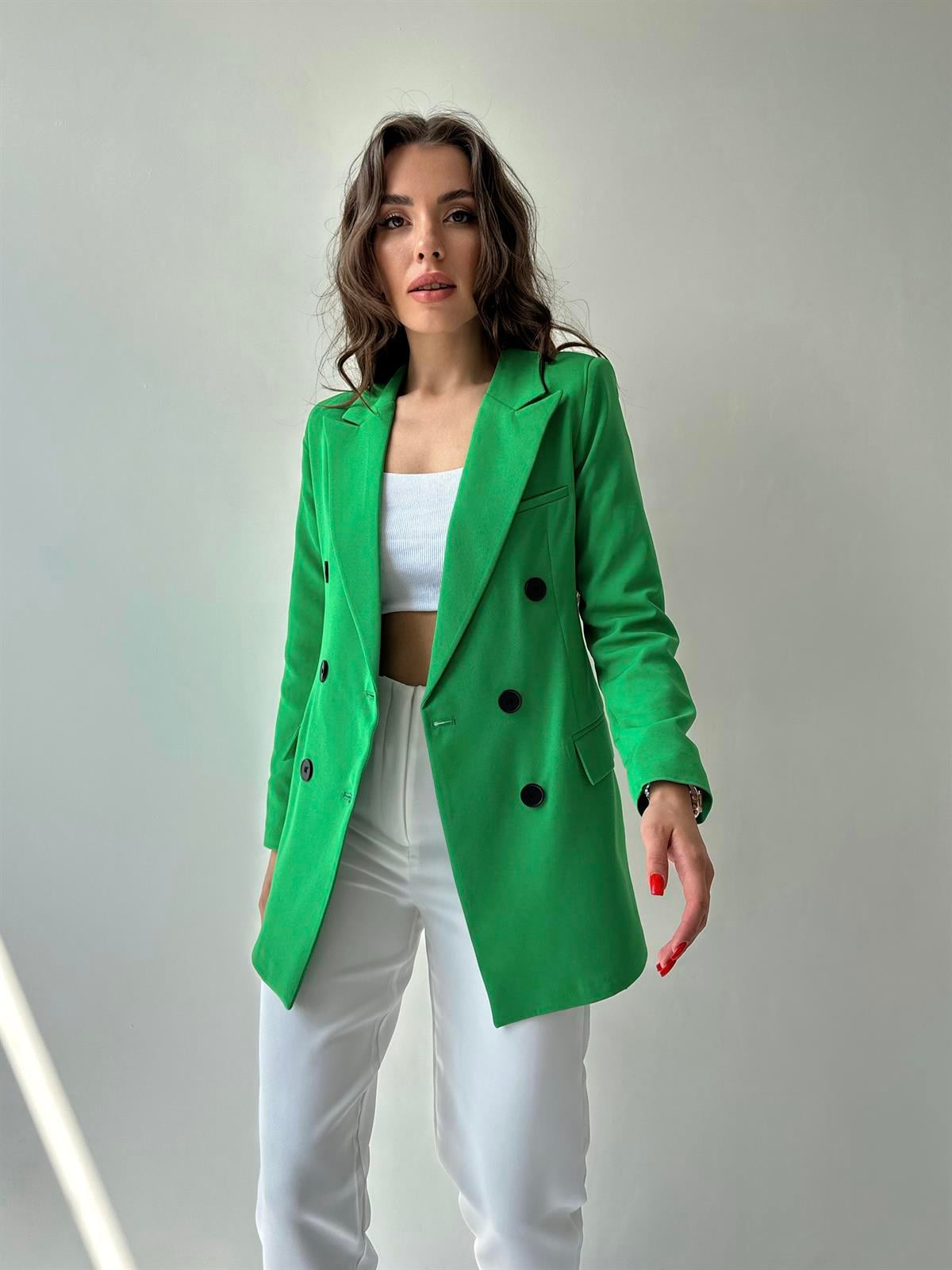 Atlas Kruvaze Blazer Ceket Yeşil