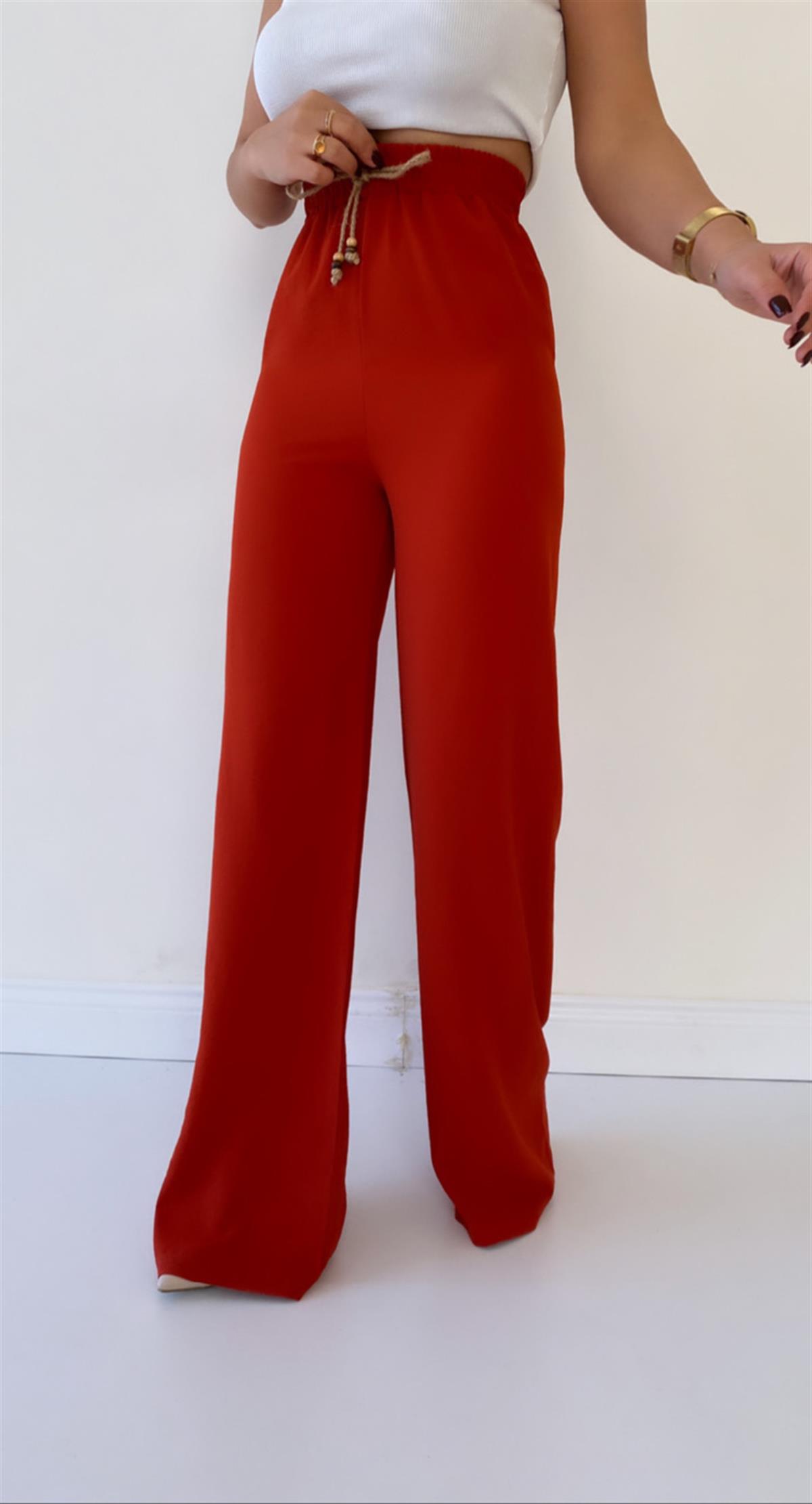 Ayrobin Keten Rahat Pantolon Kiremit