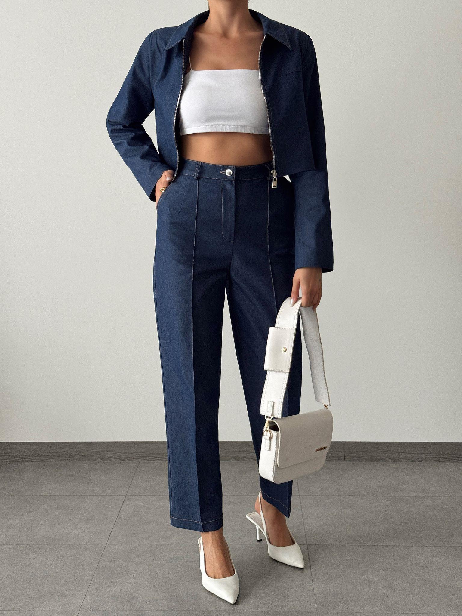 Denim Gabardin Takım Lacivert