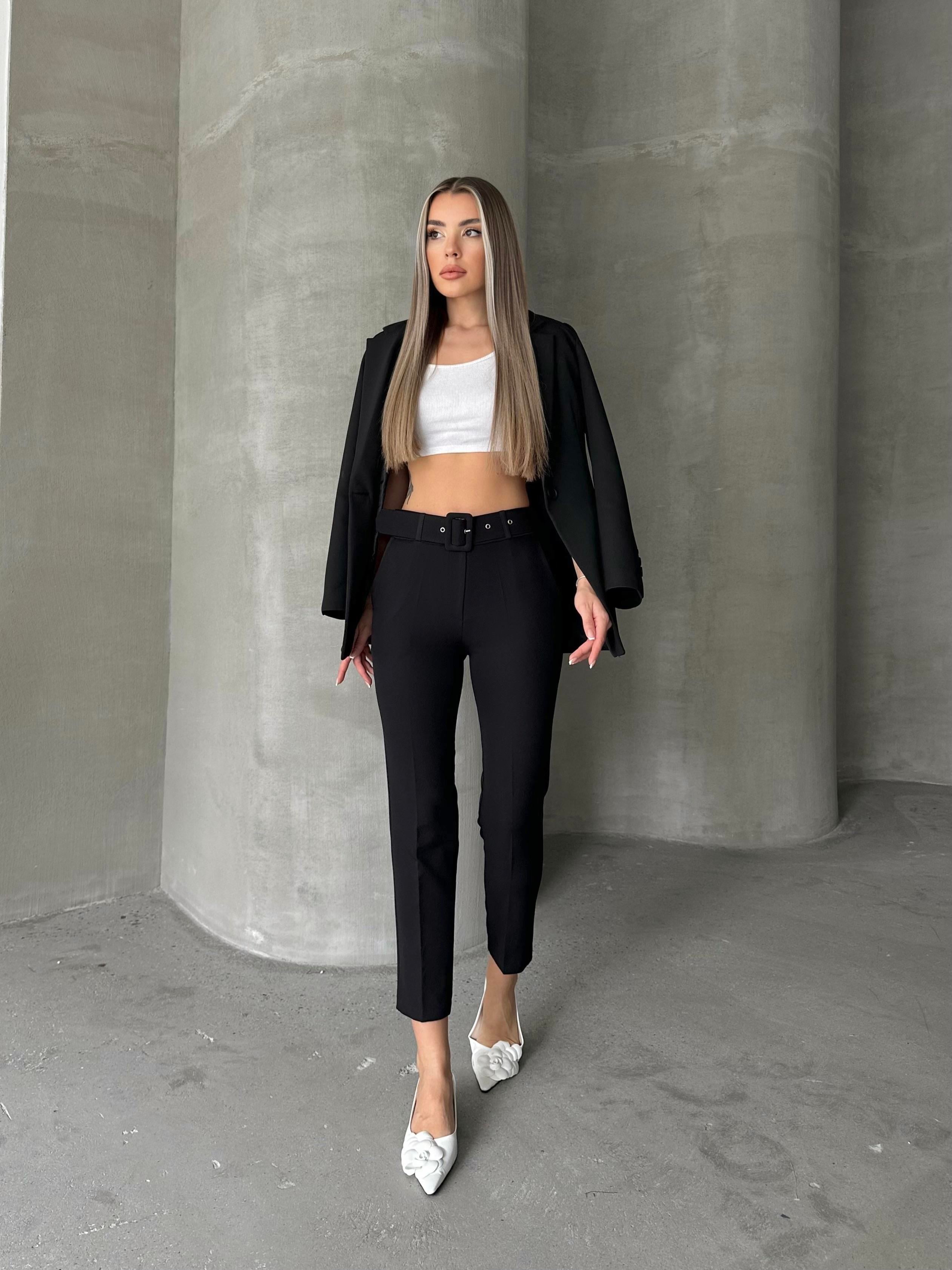 Kemerli Havuç Pantolon Siyah