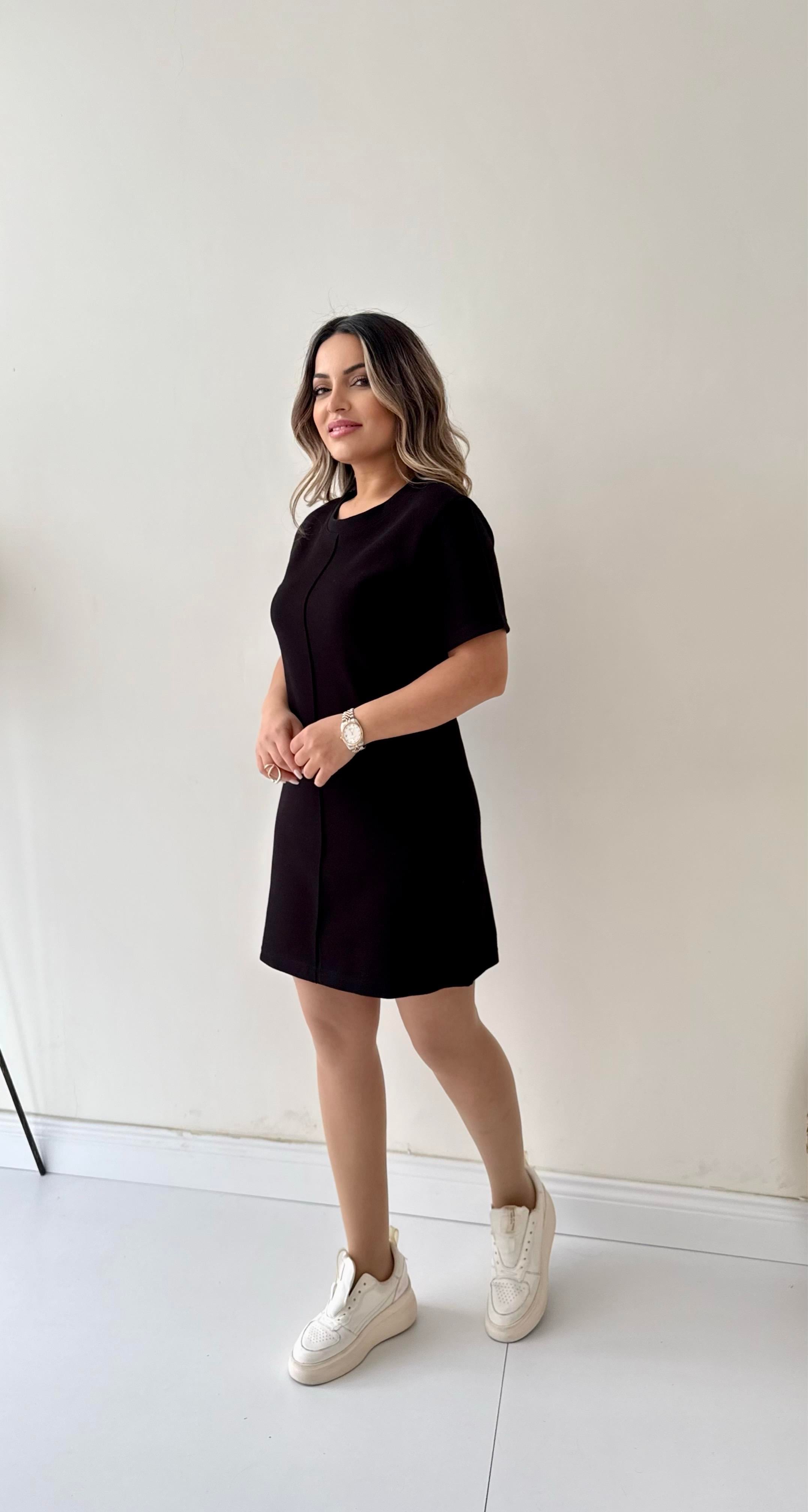 Kısa Kol Marka Pike Elbise Siyah