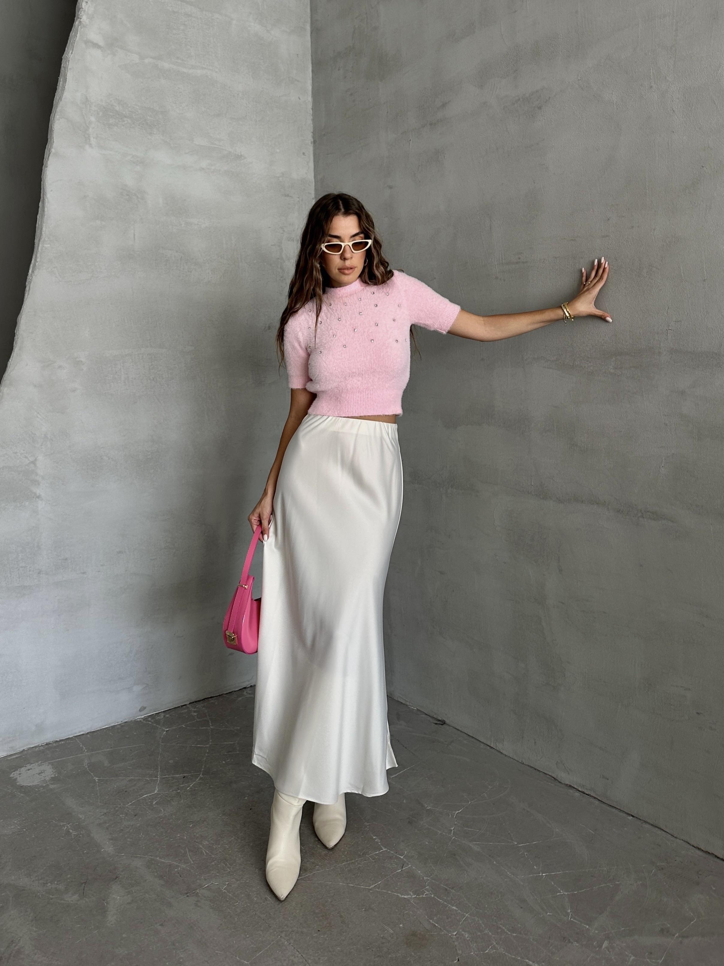 Maxi Boy Saten Etek Ekru