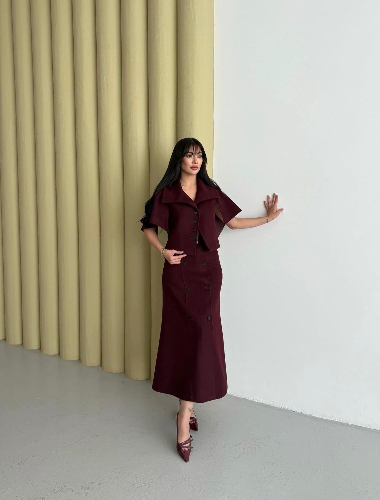 Pelerinli Kaşe Takım Bordo