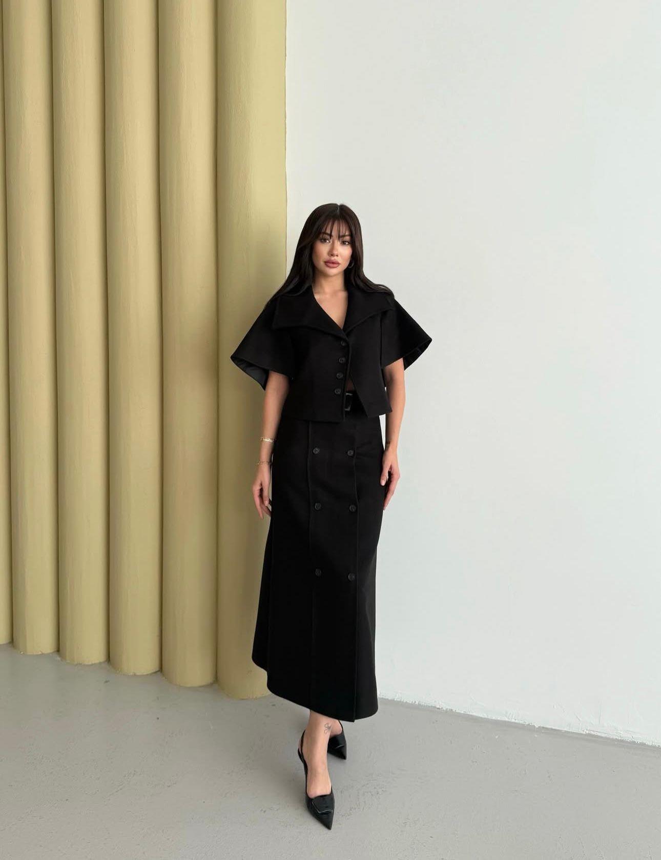 Pelerinli Kaşe Takım Siyah