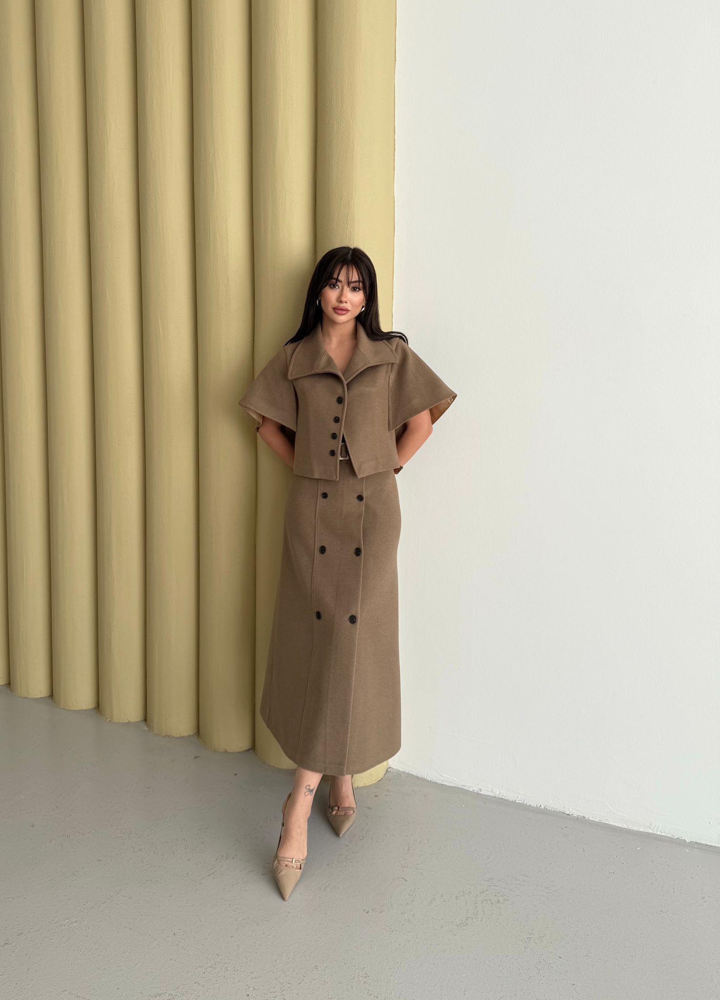 Pelerinli Kaşe Takım Vizon