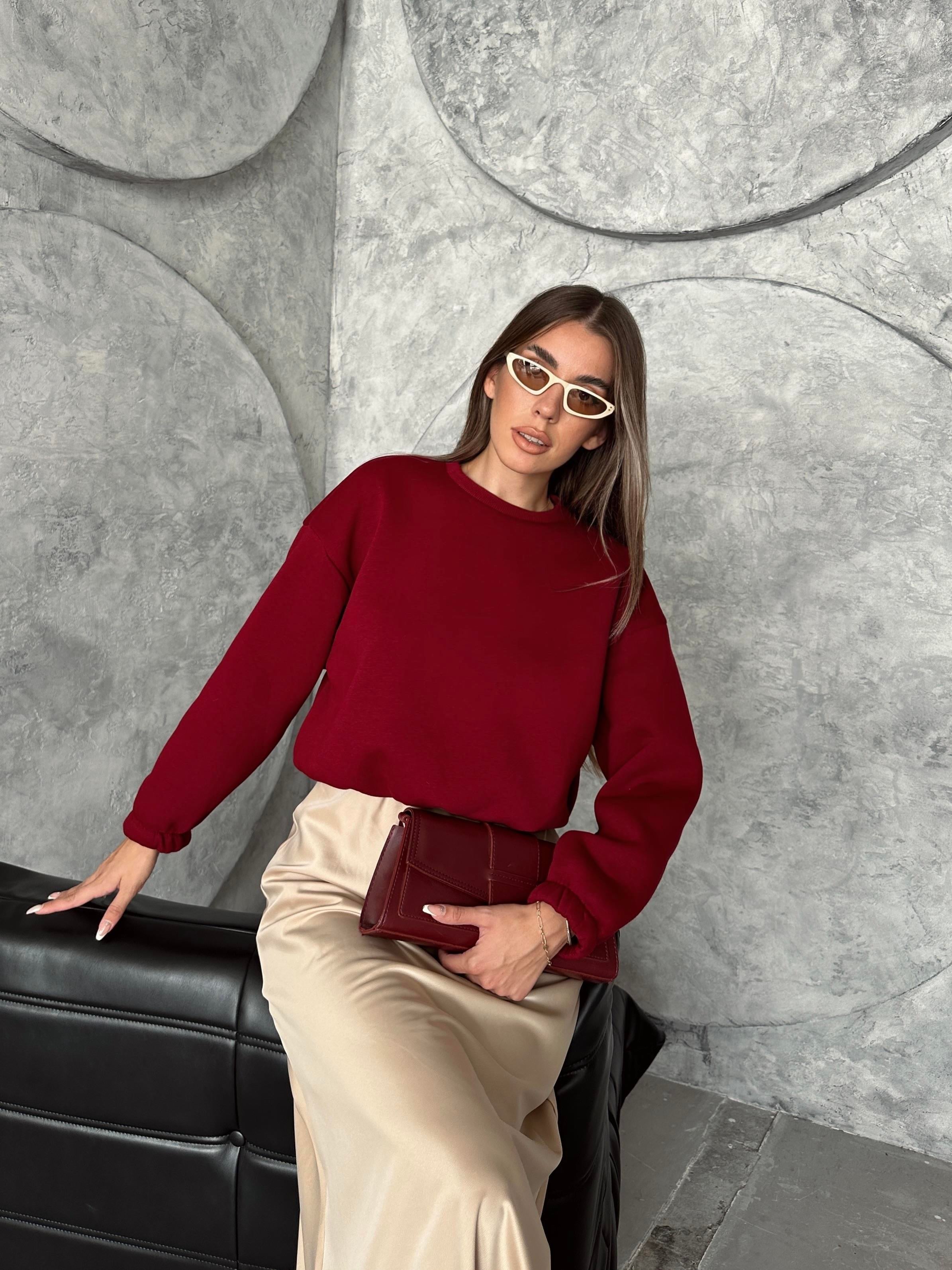 Üç İplik Beli Lastikli Sweat Bordo