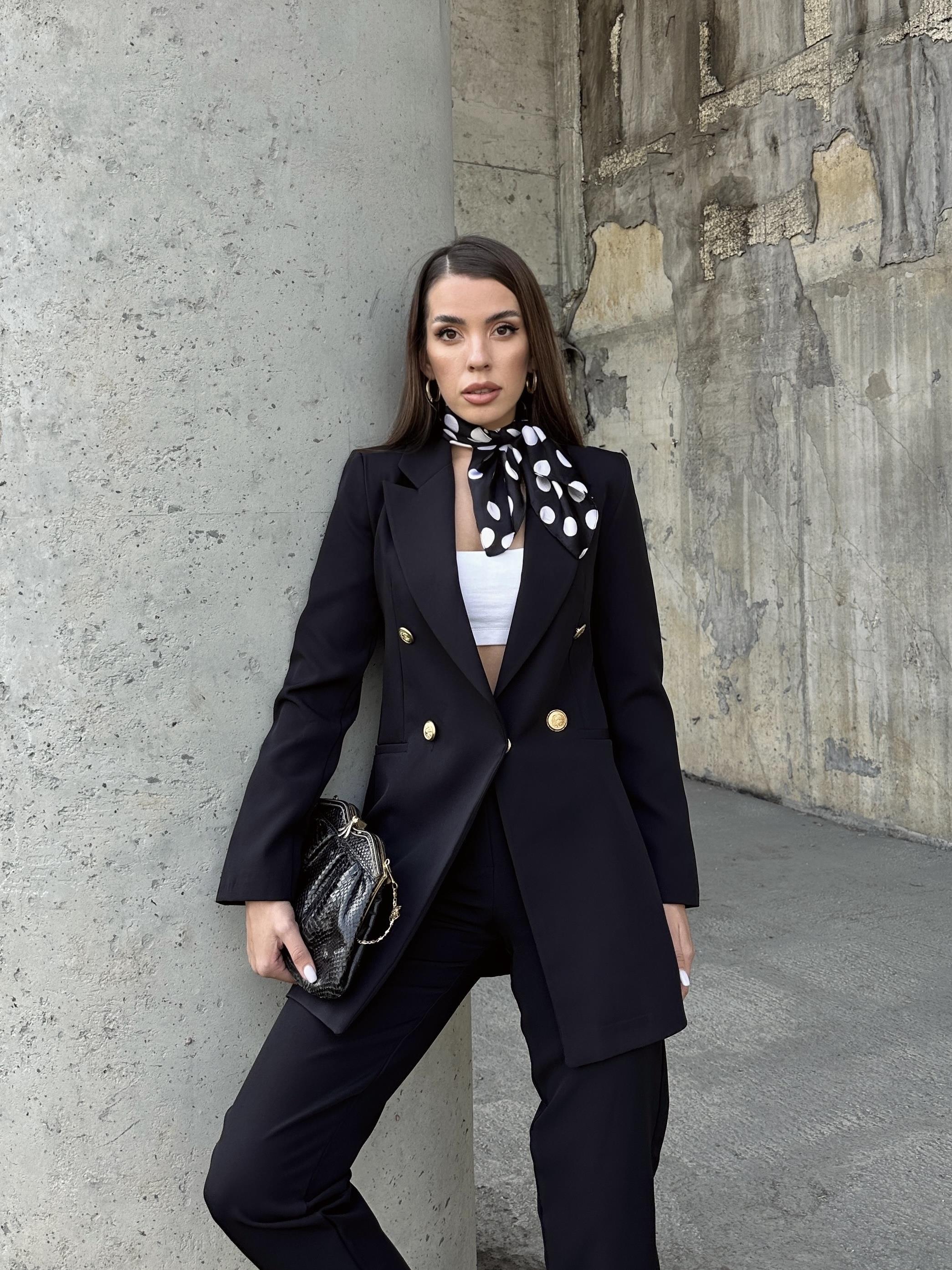 Uzun Gold Düğmeli Blazer Ceket Siyah