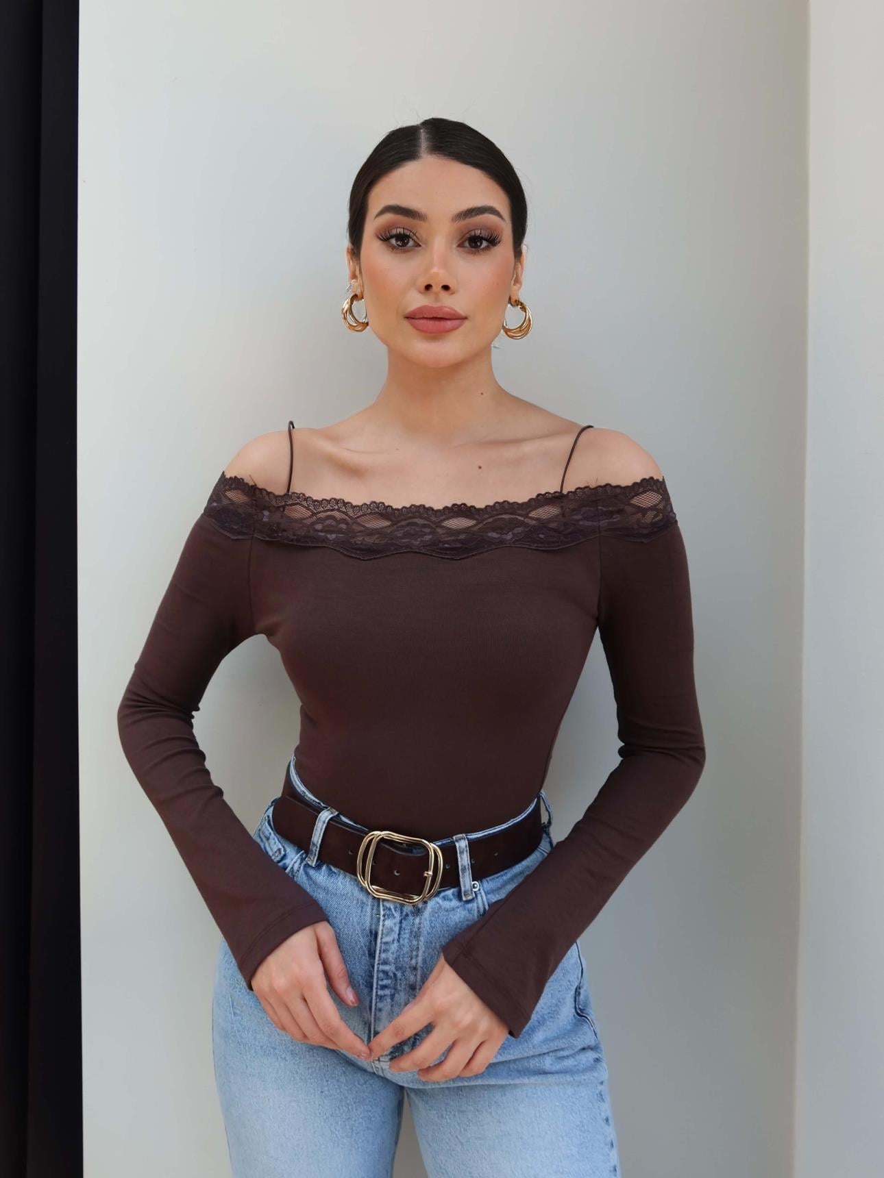 Askılı Dantel Detay Bluz