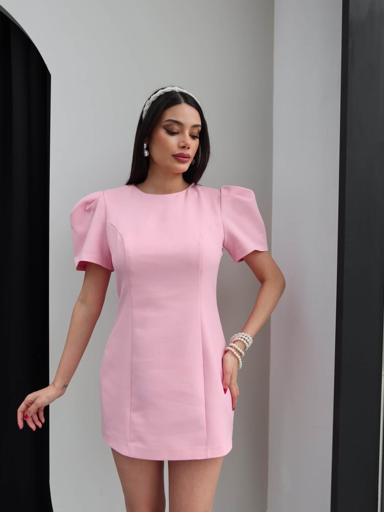 Balon Kol Mini Elbise