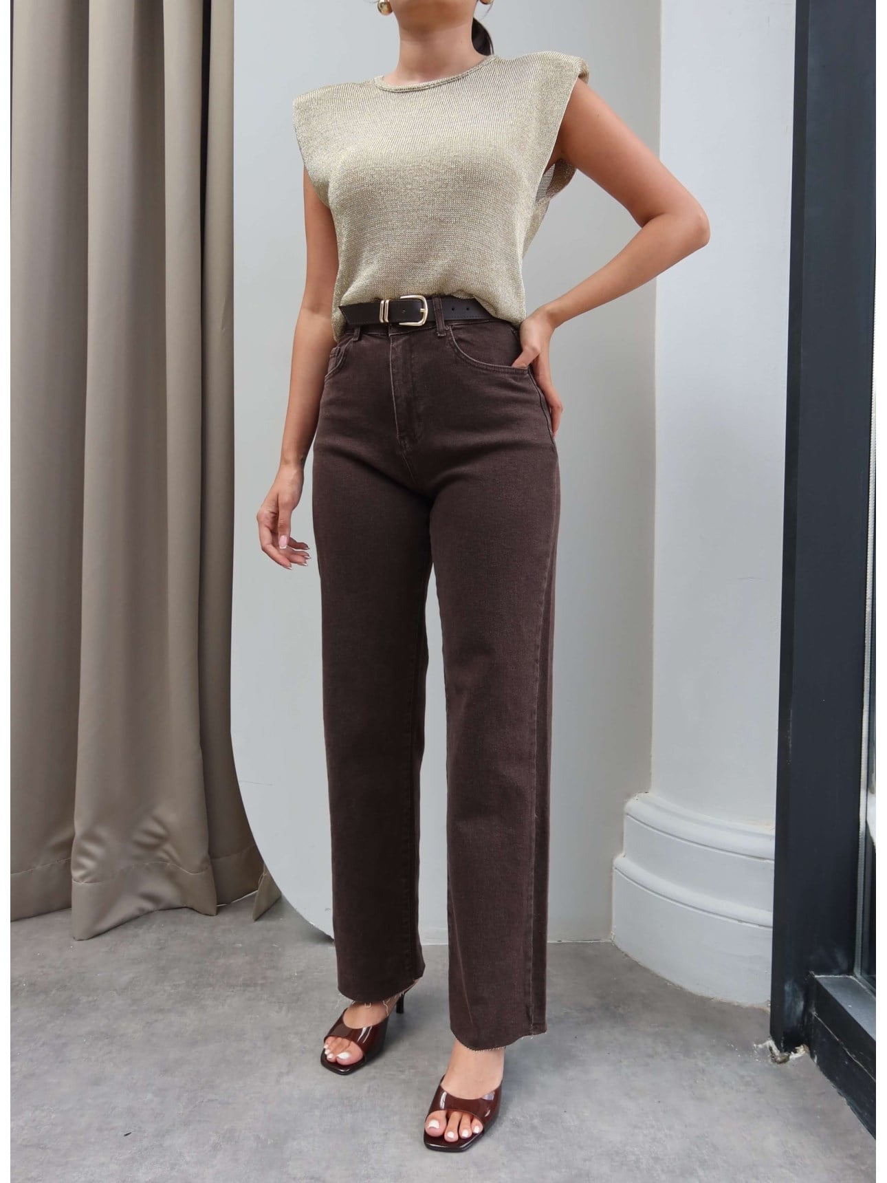 Kemerli Paça Kesik Orj Jean