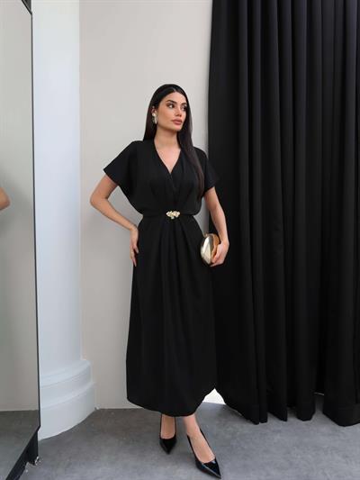 Aksesuar Bel Bağlamalı Elbise