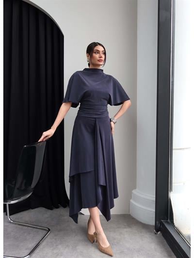 Asimetrik Bluz Etek Takım