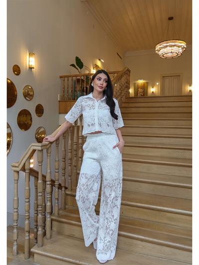 Astarlı Güpür Gömlek Pantolon Takım