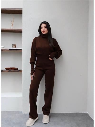 Boğazlı Balon Kol İkili Triko Takım