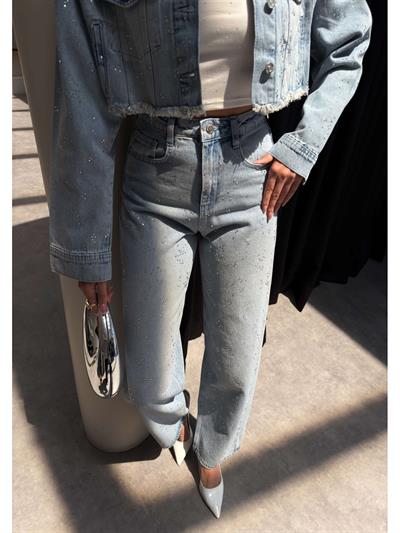Dağınık Taşlı Wide Leg Jean