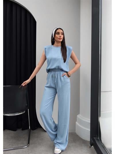 Denim Görünümlü Vatkalı Bluz Takım