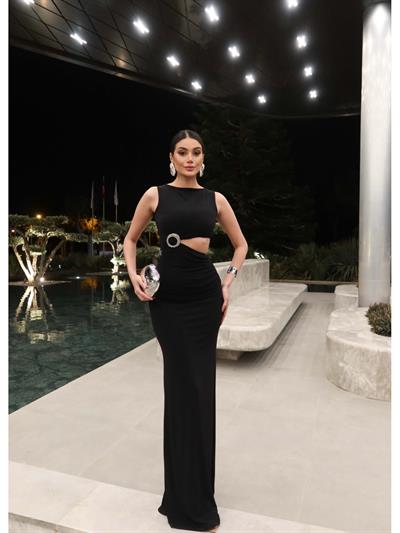 EH Collection Aksesuar Detaylı Bel Formlu Elbise