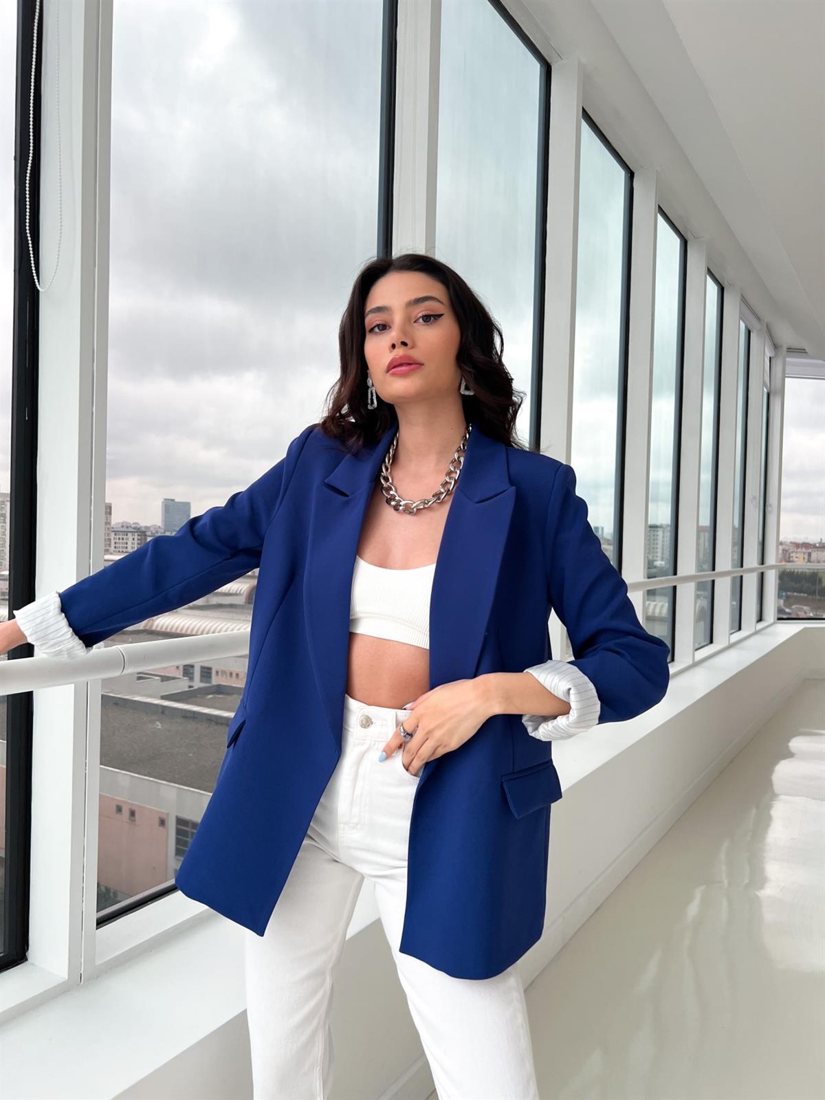 ndigo Kolu Katlamal Blazer Ceket ndigo-kolu-katlamal-blazer-ceket
