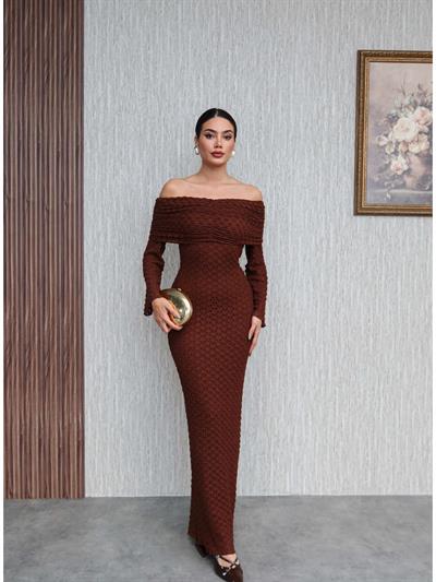 Kayık Yaka Dantelli Elbise