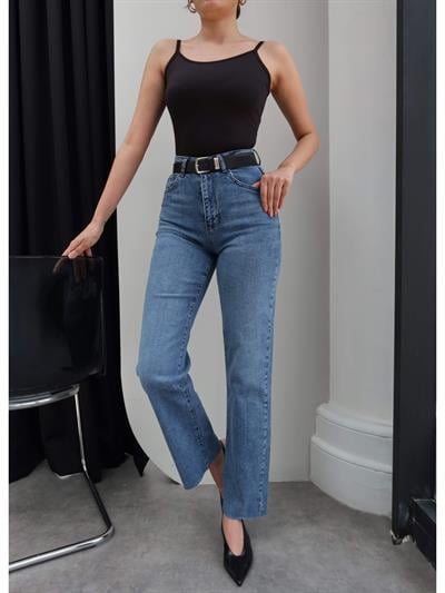 Kemerli Paça Kesik Orj Jean