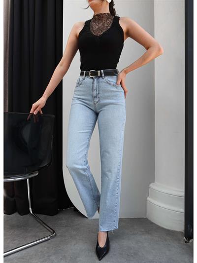 Kemerli Paça Kesik Orj Jean