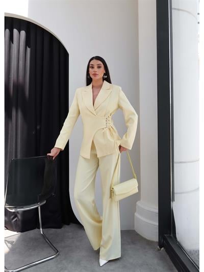 Kuşgözü Detaylı Ceket Pantolon Takım