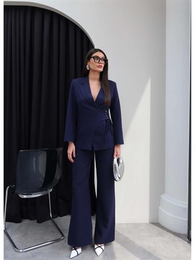 Kuşgözü Detaylı Ceket Pantolon Takım