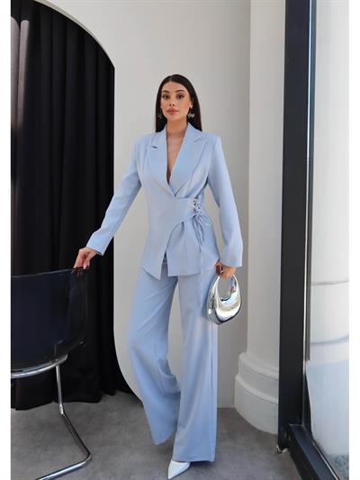 Kuşgözü Detaylı Ceket Pantolon Takım