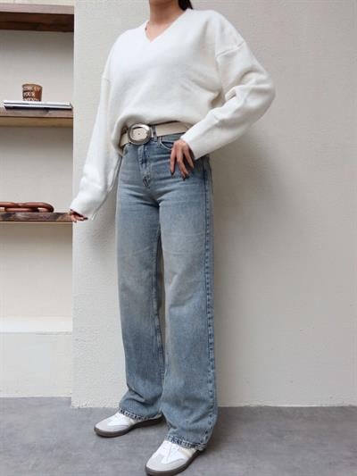 Mavi Eskitme Straight Orj Jean