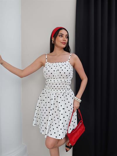 Puantiyeli Gipeli Mini Elbise