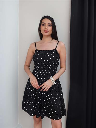 Puantiyeli Gipeli Mini Elbise