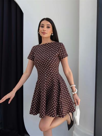 Puantiyeli Volanlı Mini Elbise