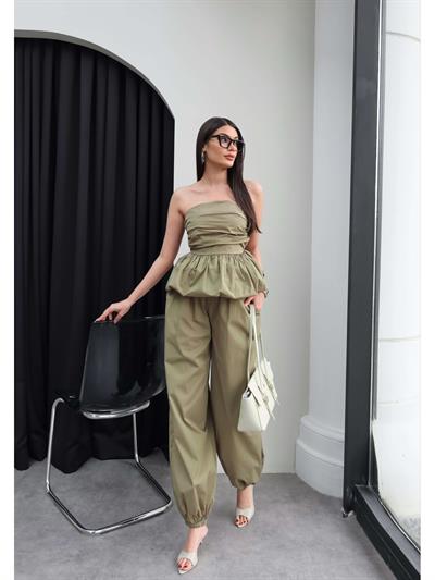 Straplez Şalvar Kesim İkili Takım