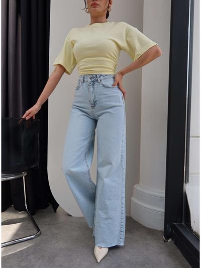 Yüksek Bel Geniş Paça Jean