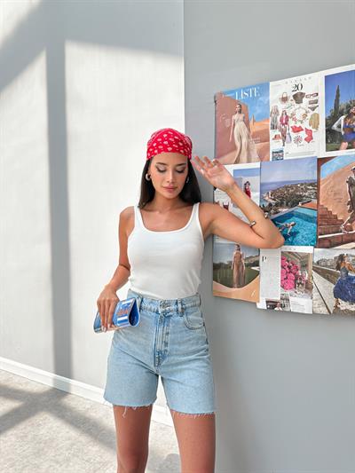 Blue Orj Kesik Kisa Denim ort