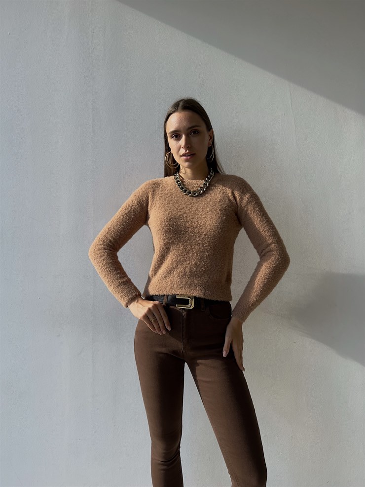 Uzun Kol Alaric Kadın Camel Sakal Kazak 23K000122