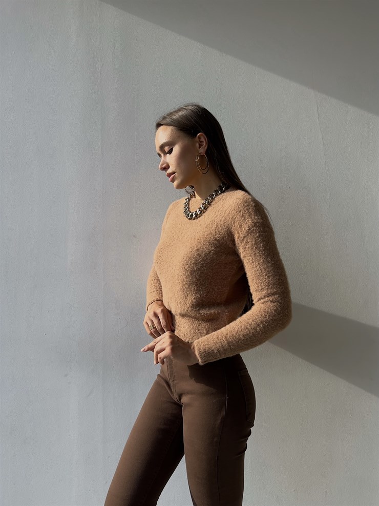 Uzun Kol Alaric Kadın Camel Sakal Kazak 23K000122