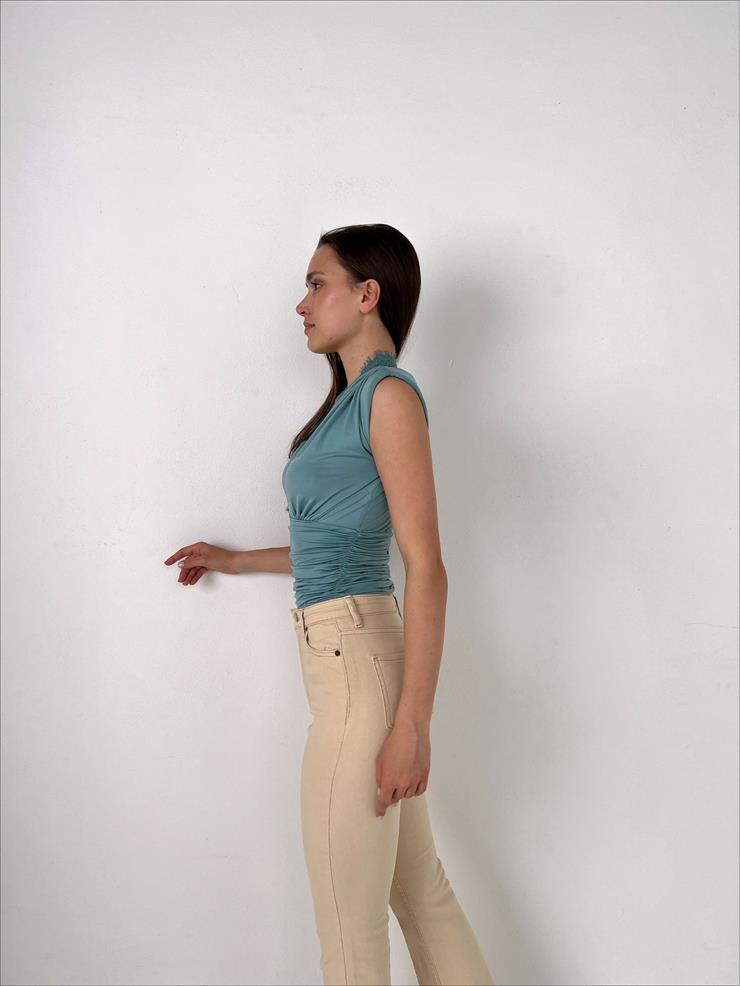 	Vatkalı Derin V Dantel Yaka Elanor Kadın Mint Bodysuit 22Y000067