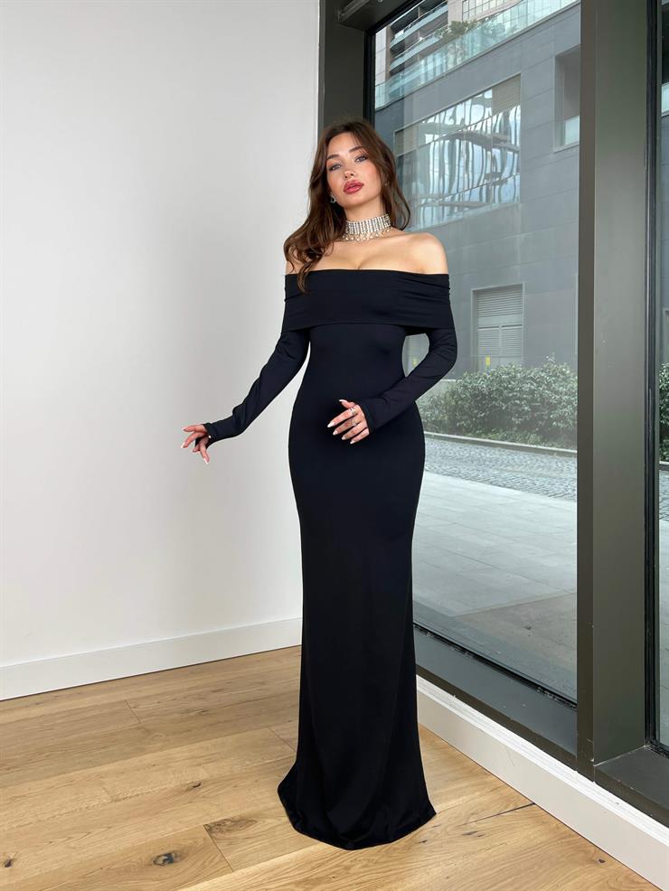 Madonna Yaka Aaron Kadın Siyah Elbise 24Y037