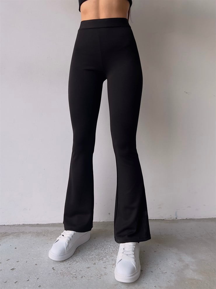 Yüksek Bel İspanyol Paça Abelha Kadın Siyah Tayt 23K000201