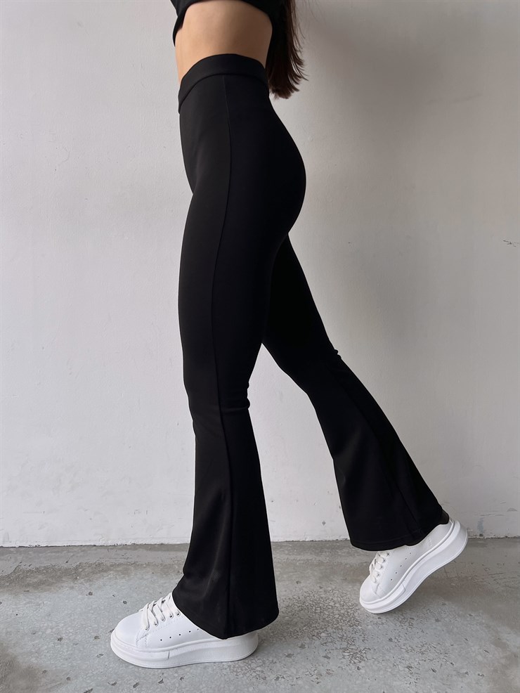 Yüksek Bel İspanyol Paça Abelha Kadın Siyah Tayt 23K000201