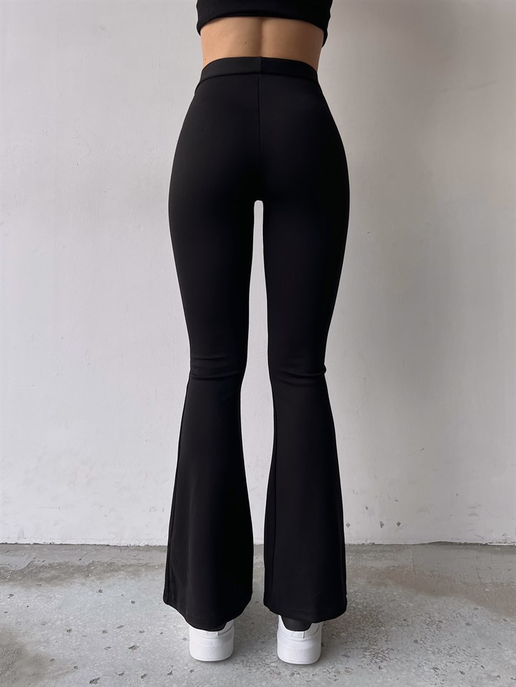 Yüksek Bel İspanyol Paça Abelha Kadın Siyah Tayt 23K000201