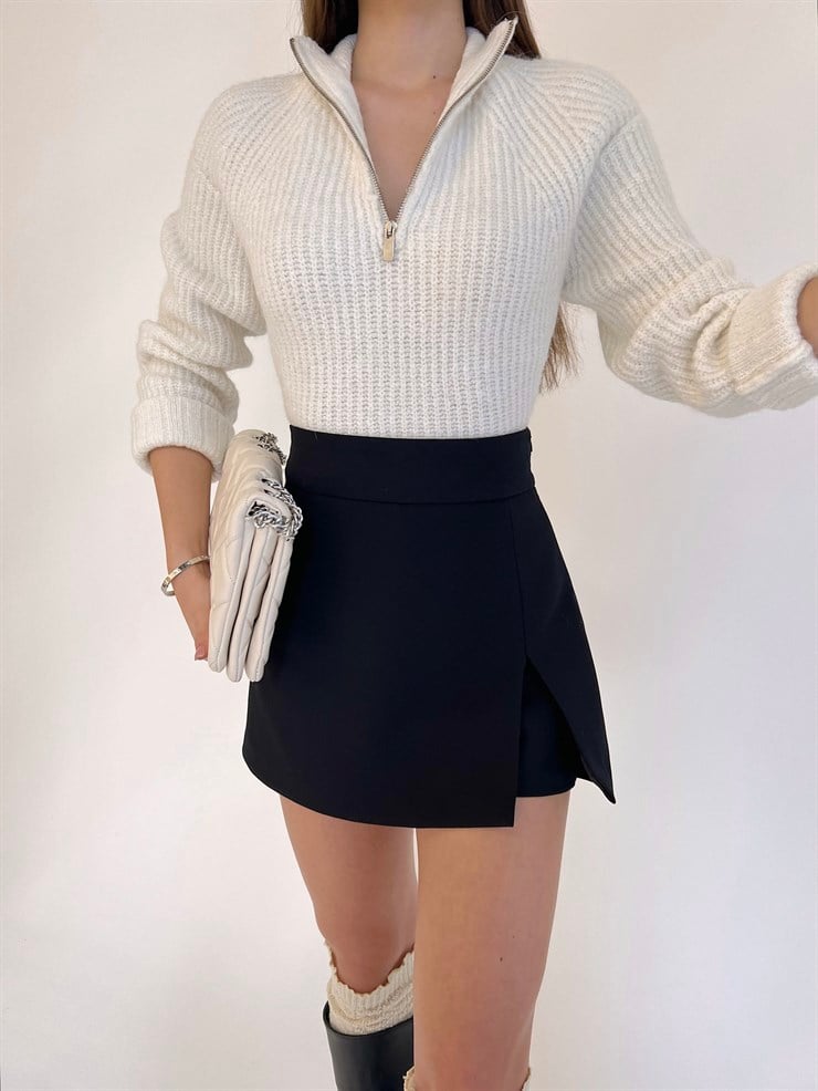 Aceline Kadın Siyah Mini Şort Etek 23K000419