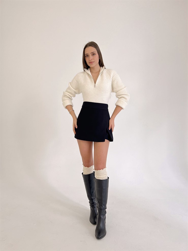 Aceline Kadın Siyah Mini Şort Etek 23K000419