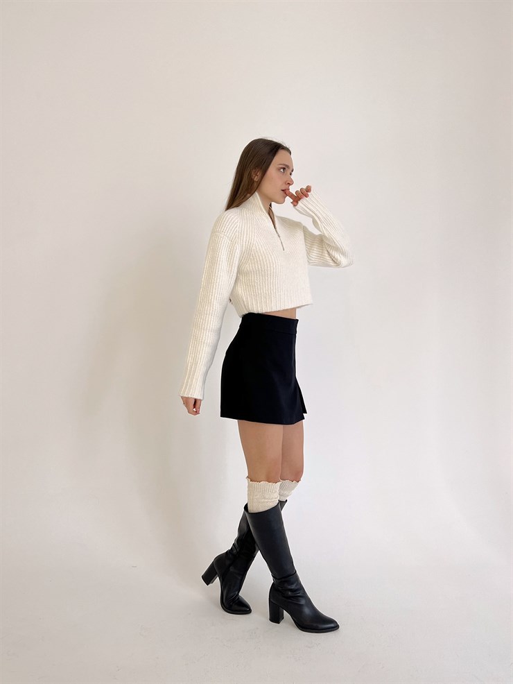 Aceline Kadın Siyah Mini Şort Etek 23K000419