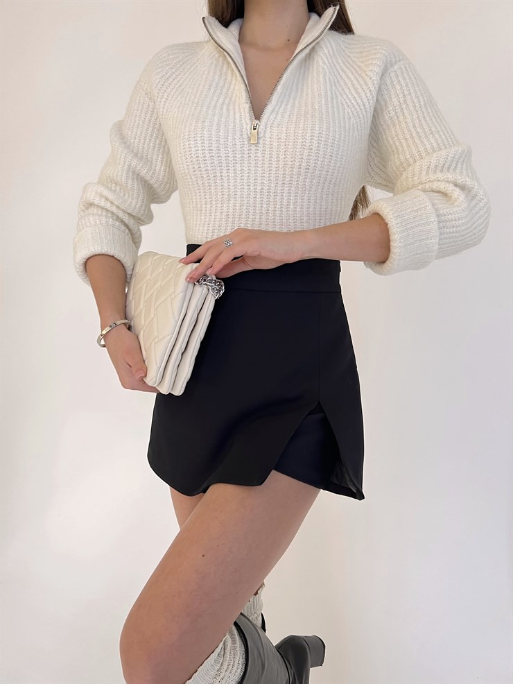 Aceline Kadın Siyah Mini Şort Etek 23K000419