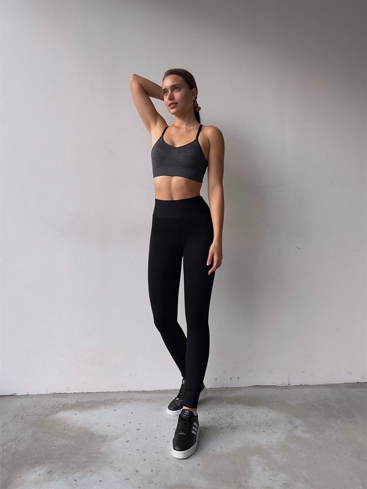 Yüksek Bel Toparlayıcı Afonia Kadın Siyah Tayt 23K000202