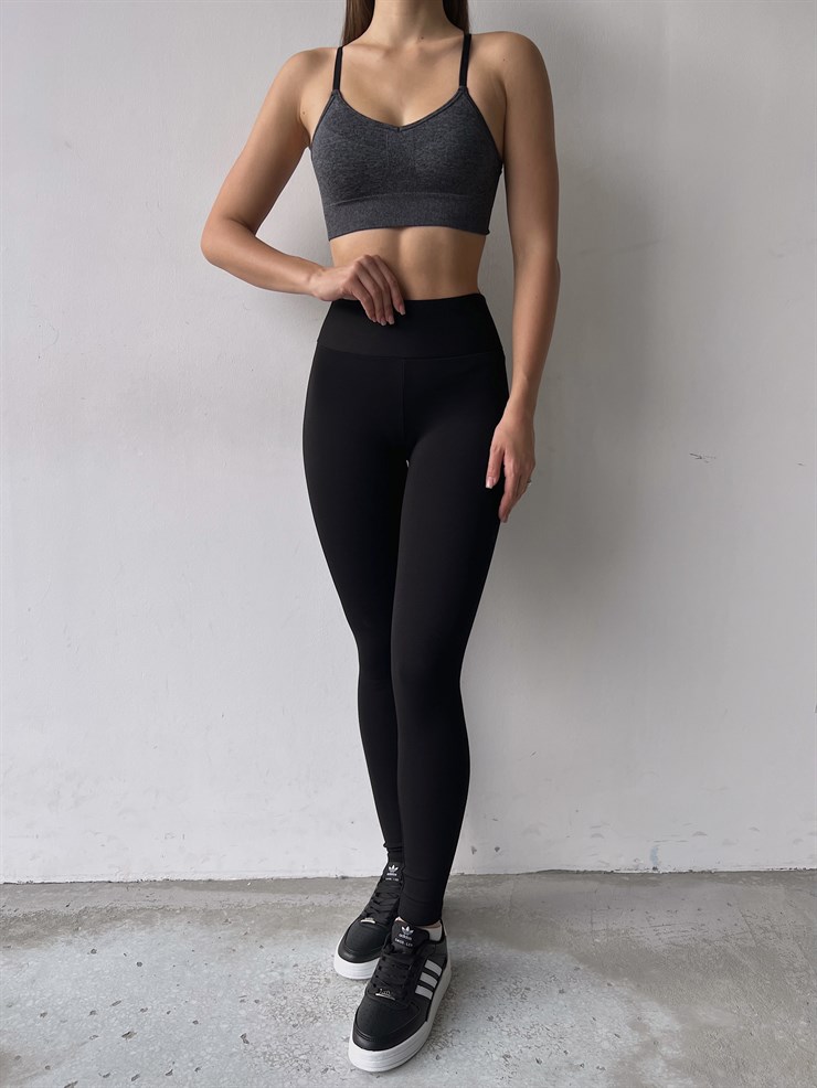 Yüksek Bel Toparlayıcı Afonia Kadın Siyah Tayt 23K000202