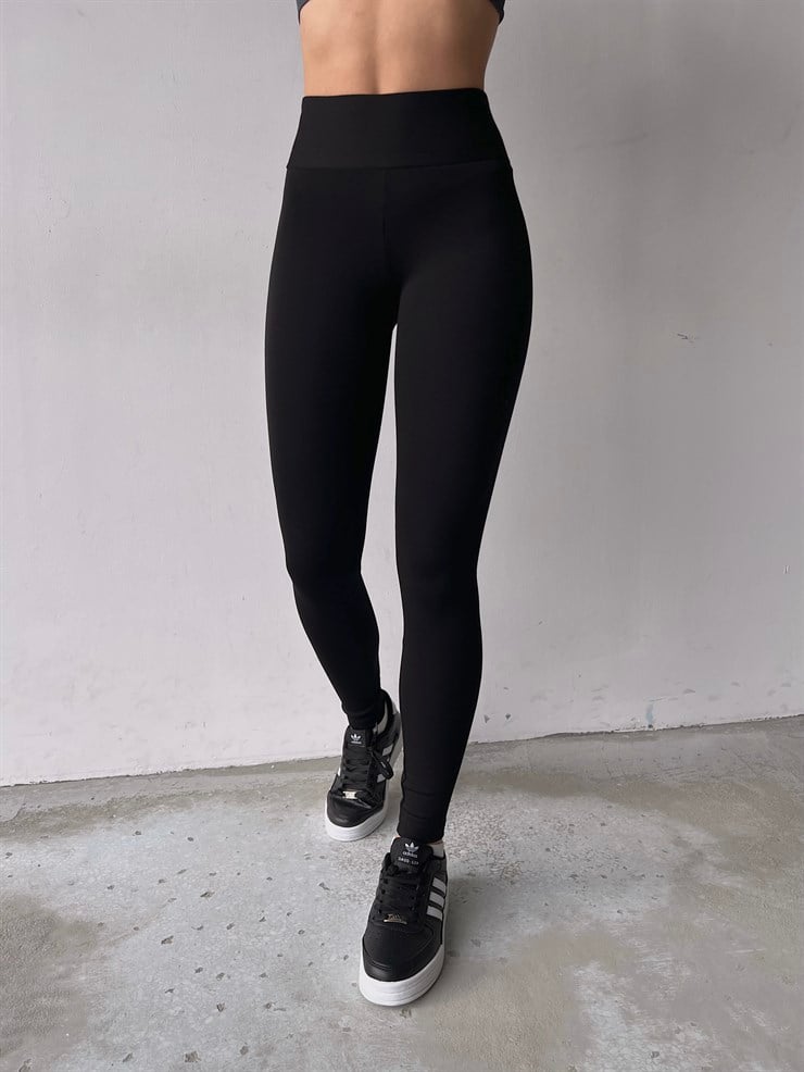 Yüksek Bel Toparlayıcı Afonia Kadın Siyah Tayt 23K000202